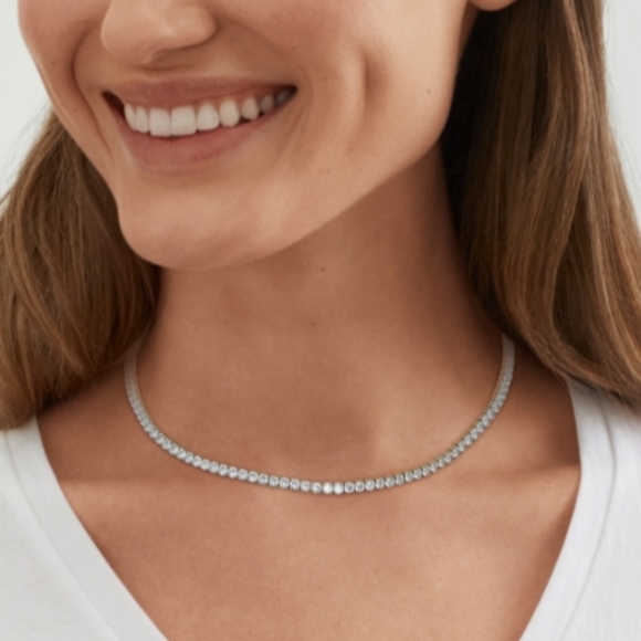 *FIRM!* Silpada Sterling Silver Steady Radiance White CZ Tennis Necklace
